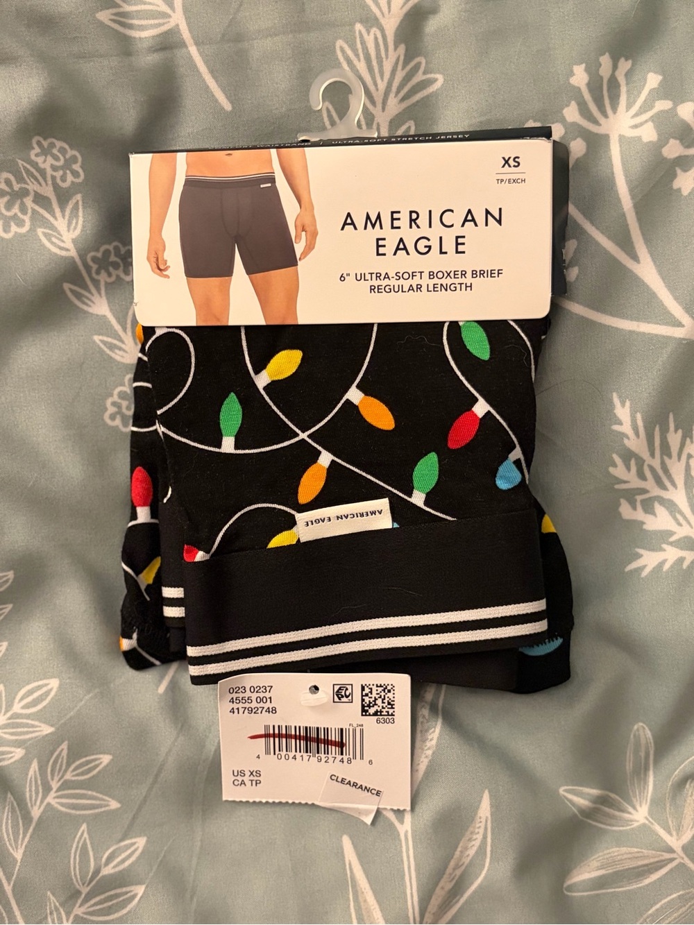 American Eagle Black Boxer Briefs Xs with Multicolor Light Bulb Print